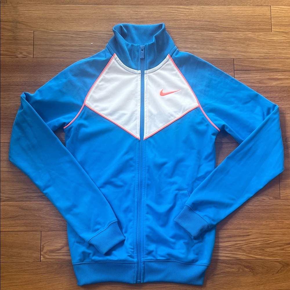 Nike Blue and White Zip-Up Jacket